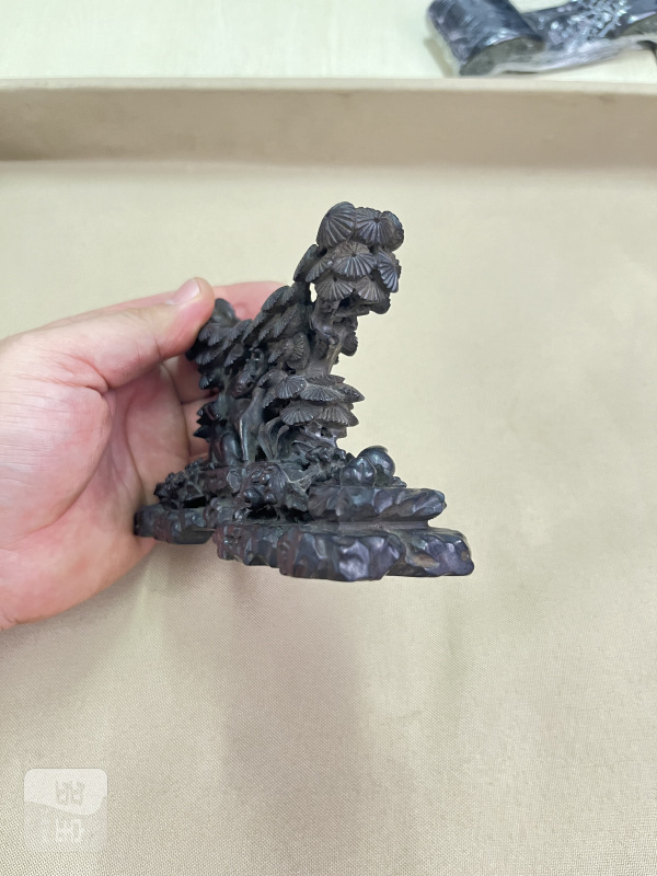 紫檀松鹤延年纹器座 - 图4